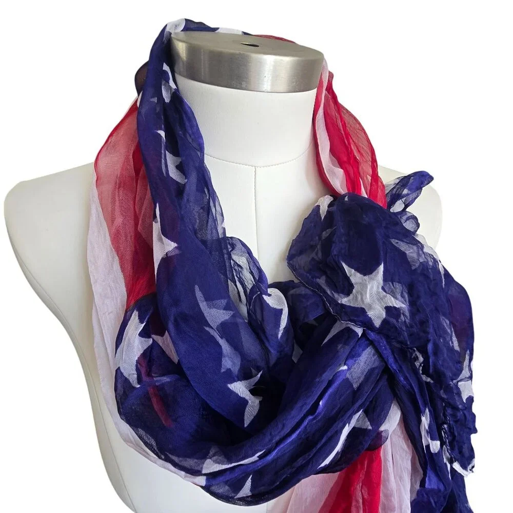 American Flag Scarf Lightweight Patriotic With Stars & Stripes Design CM2008